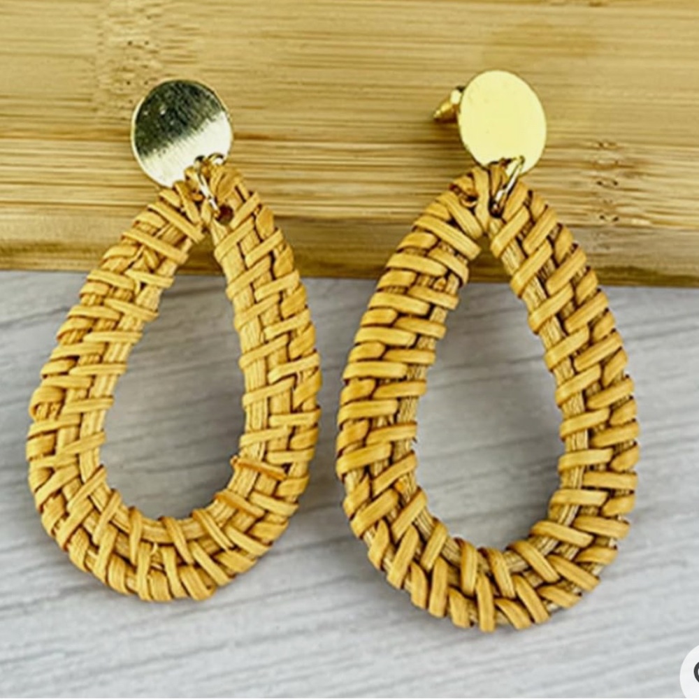 Woven Teardrop Earrings with Gold Accents